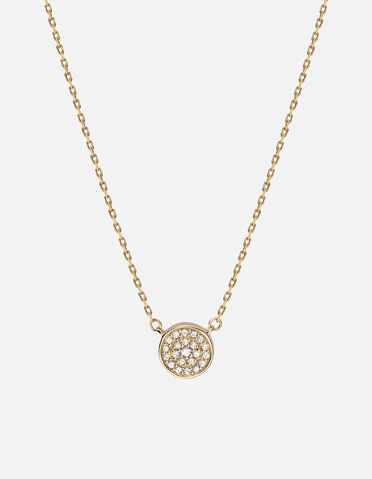 Horizon Necklace, 14k Gold Pavé