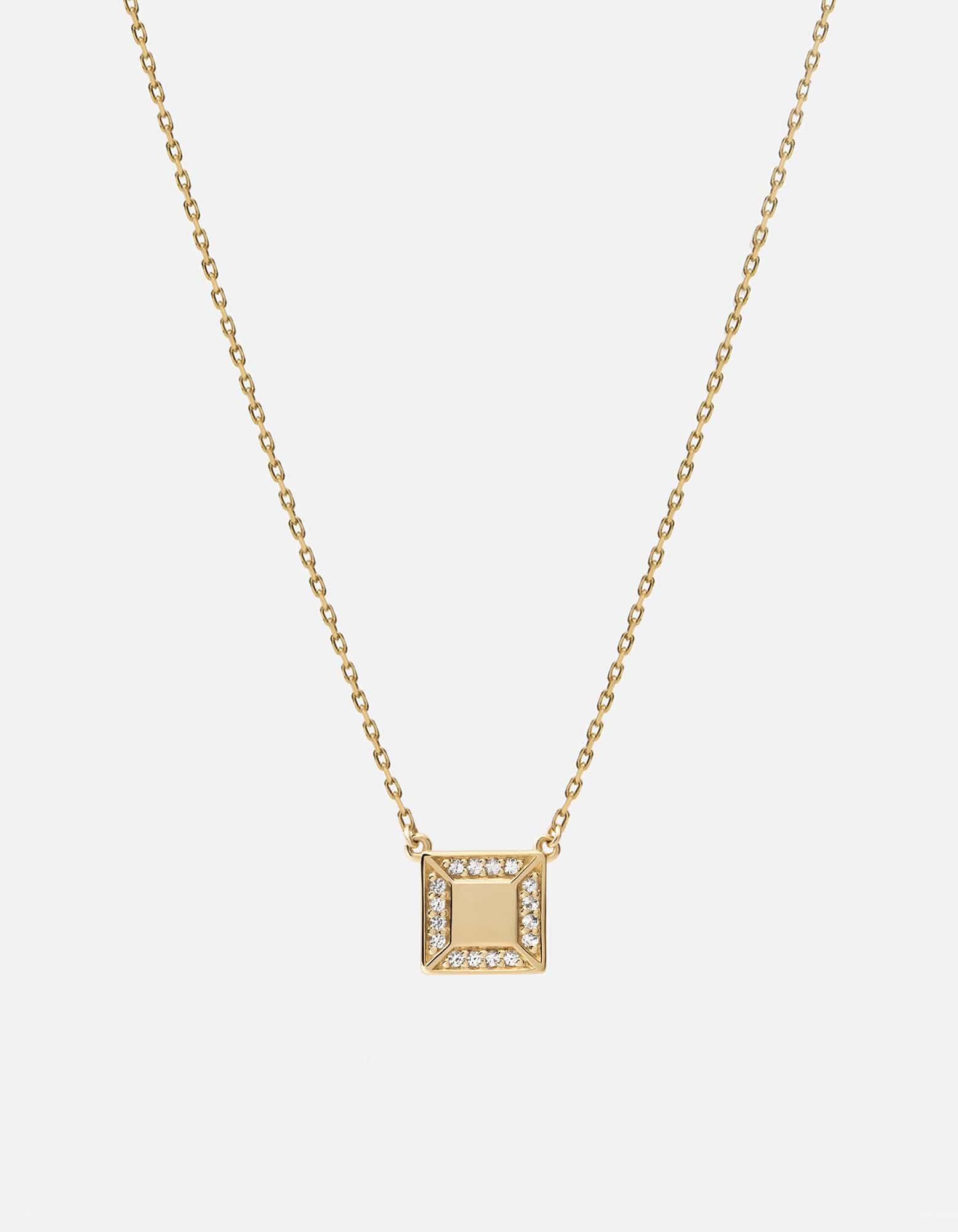 Aria Necklace, 14k Gold Pavé