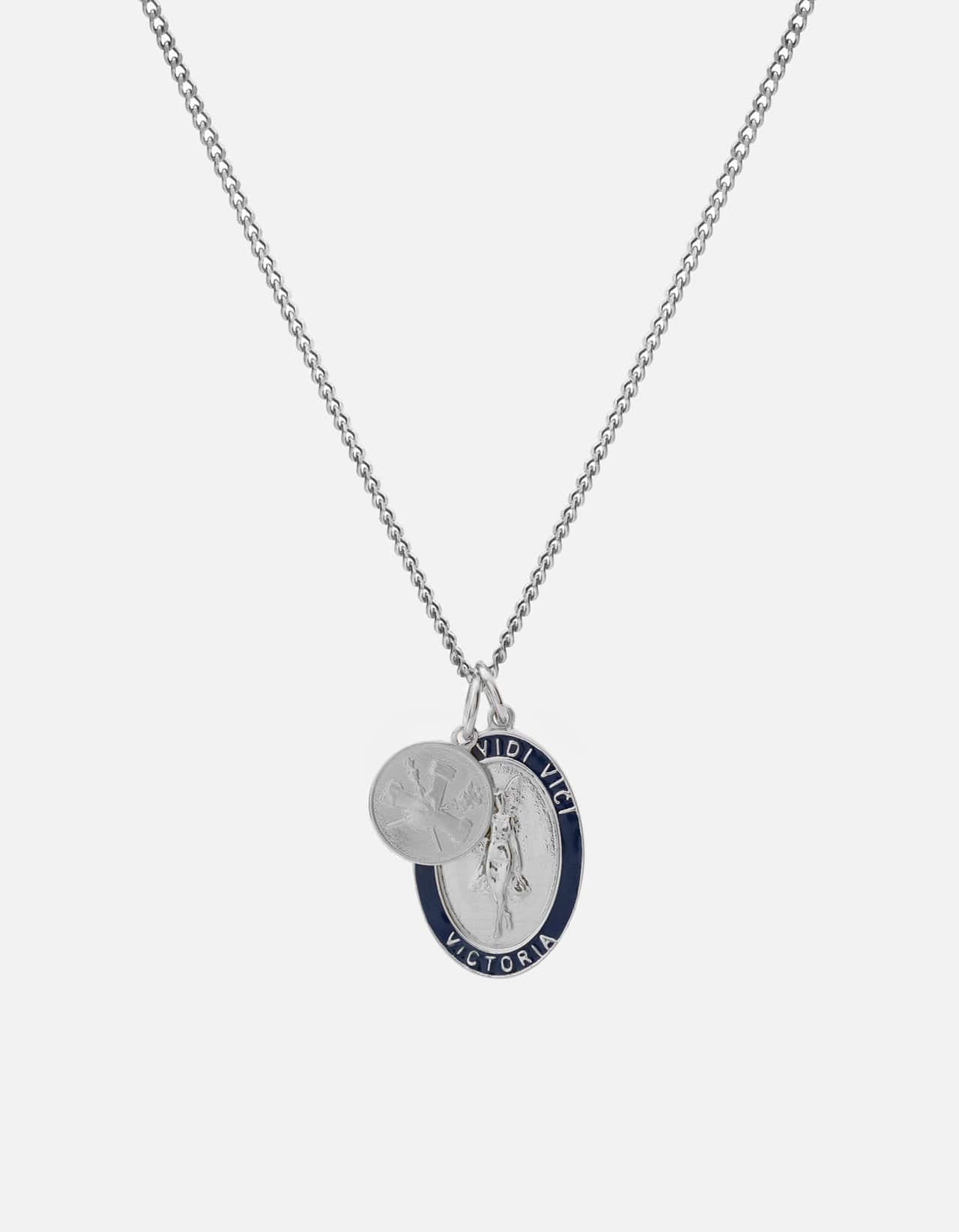 Victoria Necklace, Sterling Silver/Navy
