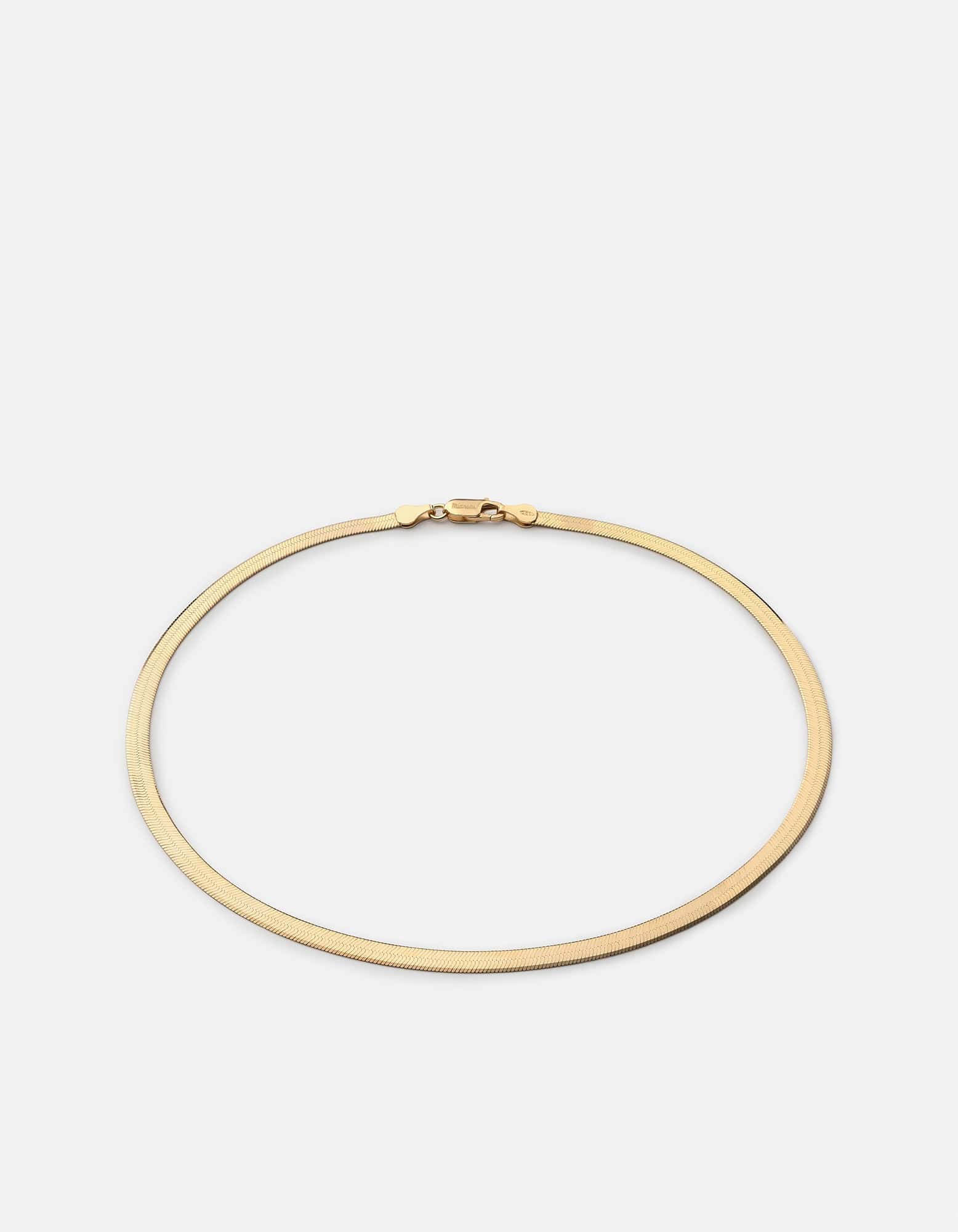 3mm Herringbone Choker, Gold Vermeil
