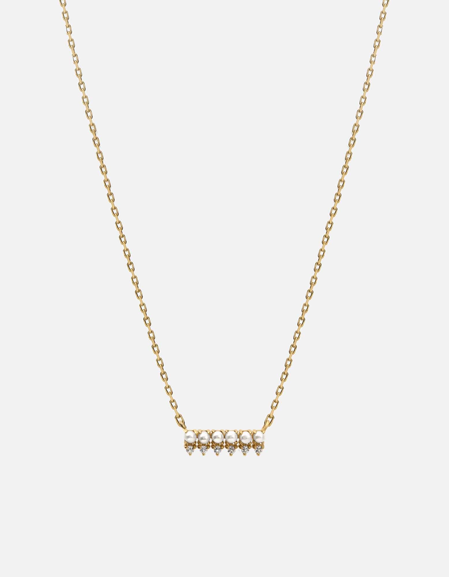 Aurea Pearl Necklace, 14k Gold Pavé
