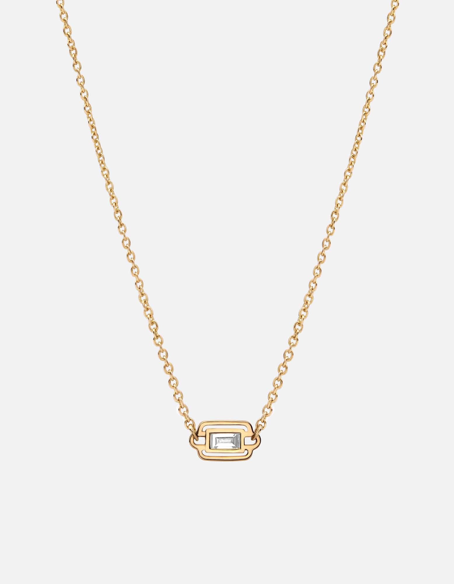 Luna Necklace, 14k Gold Baguette Pavé