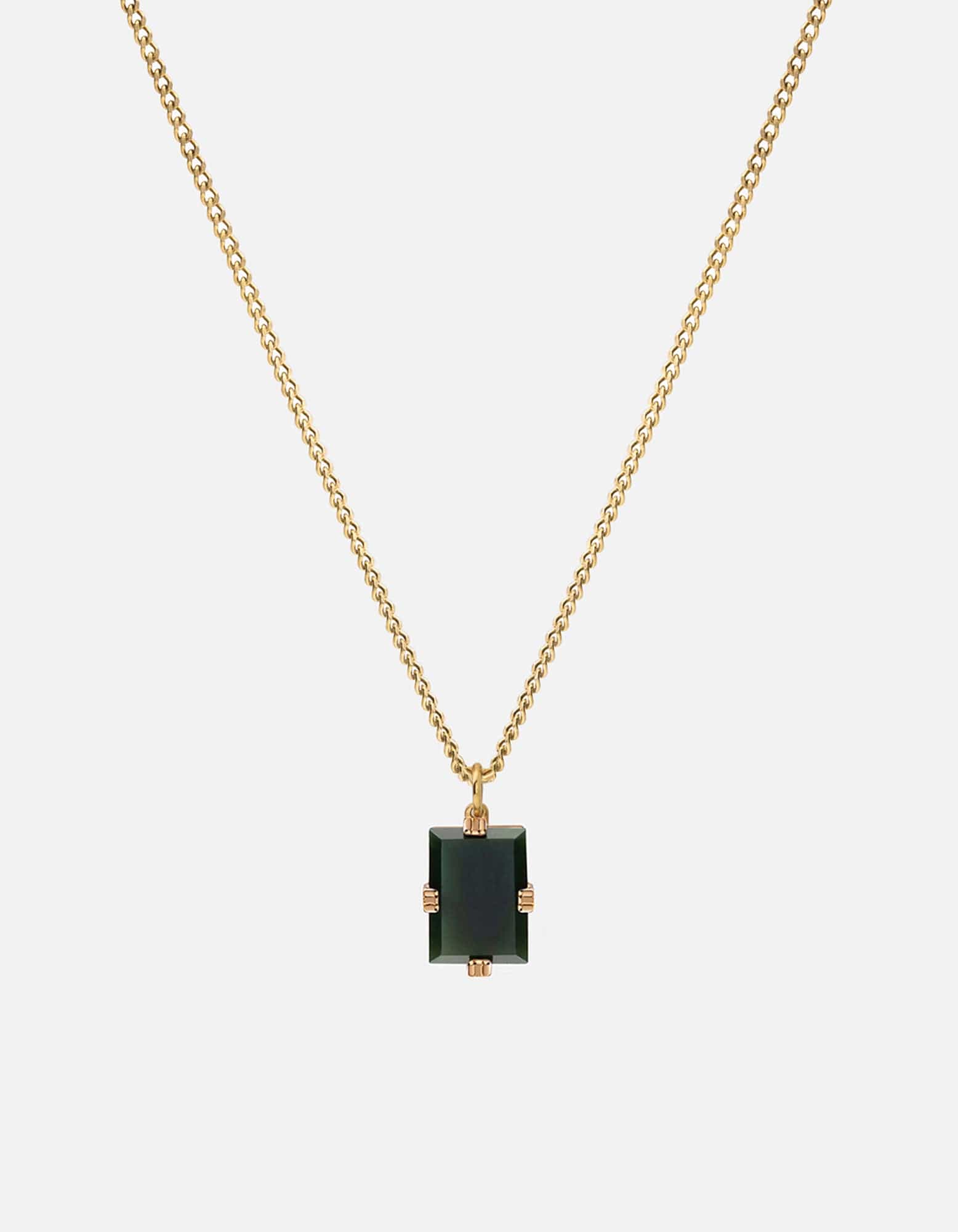 Lennox Green Agate Necklace, Gold Vermeil