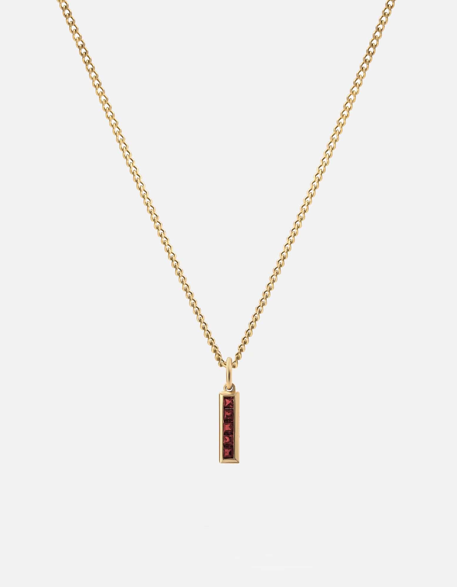 Slim Totem Garnet Necklace, Gold Vermeil