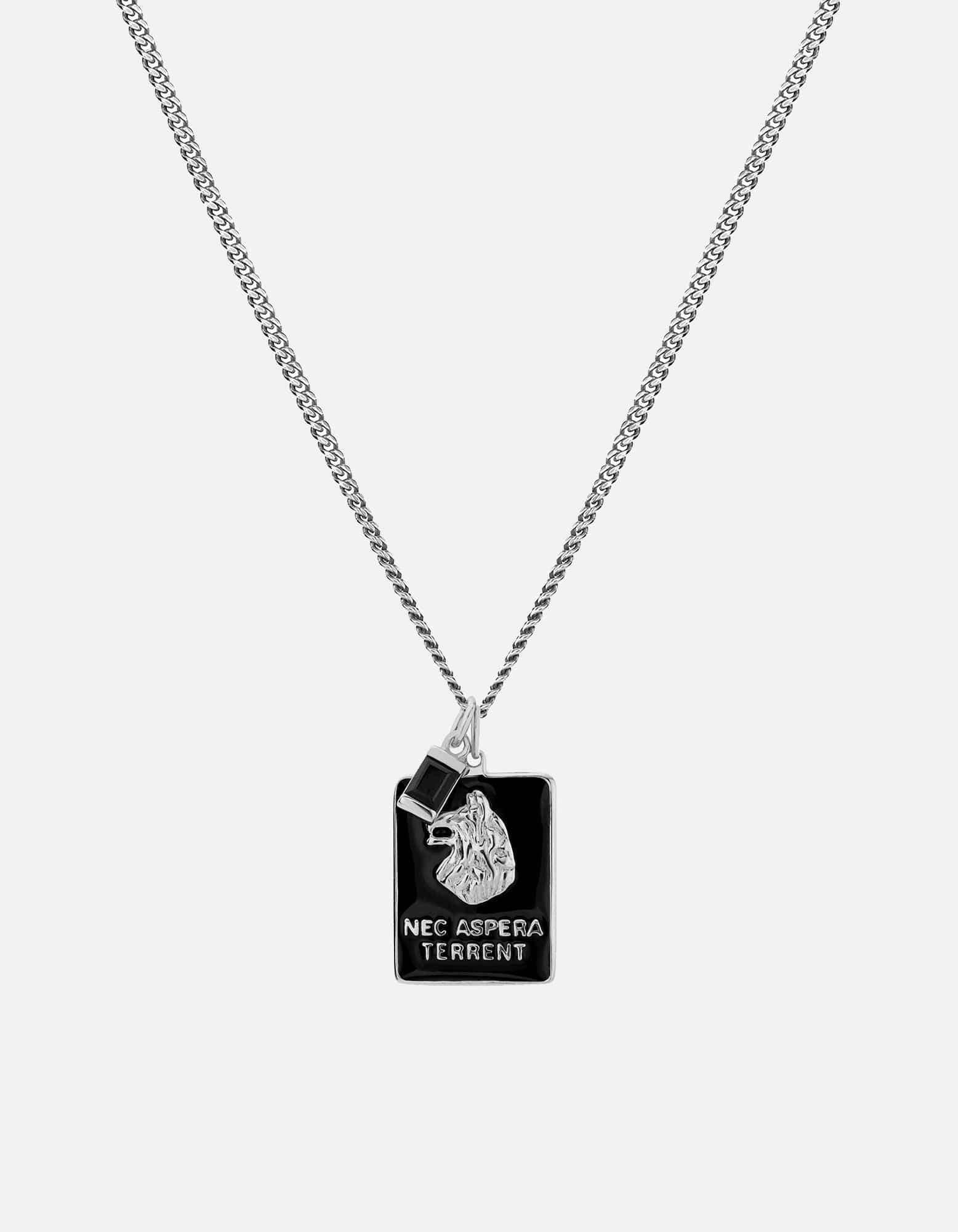 Wolf Onyx Necklace, Sterling Silver/Black