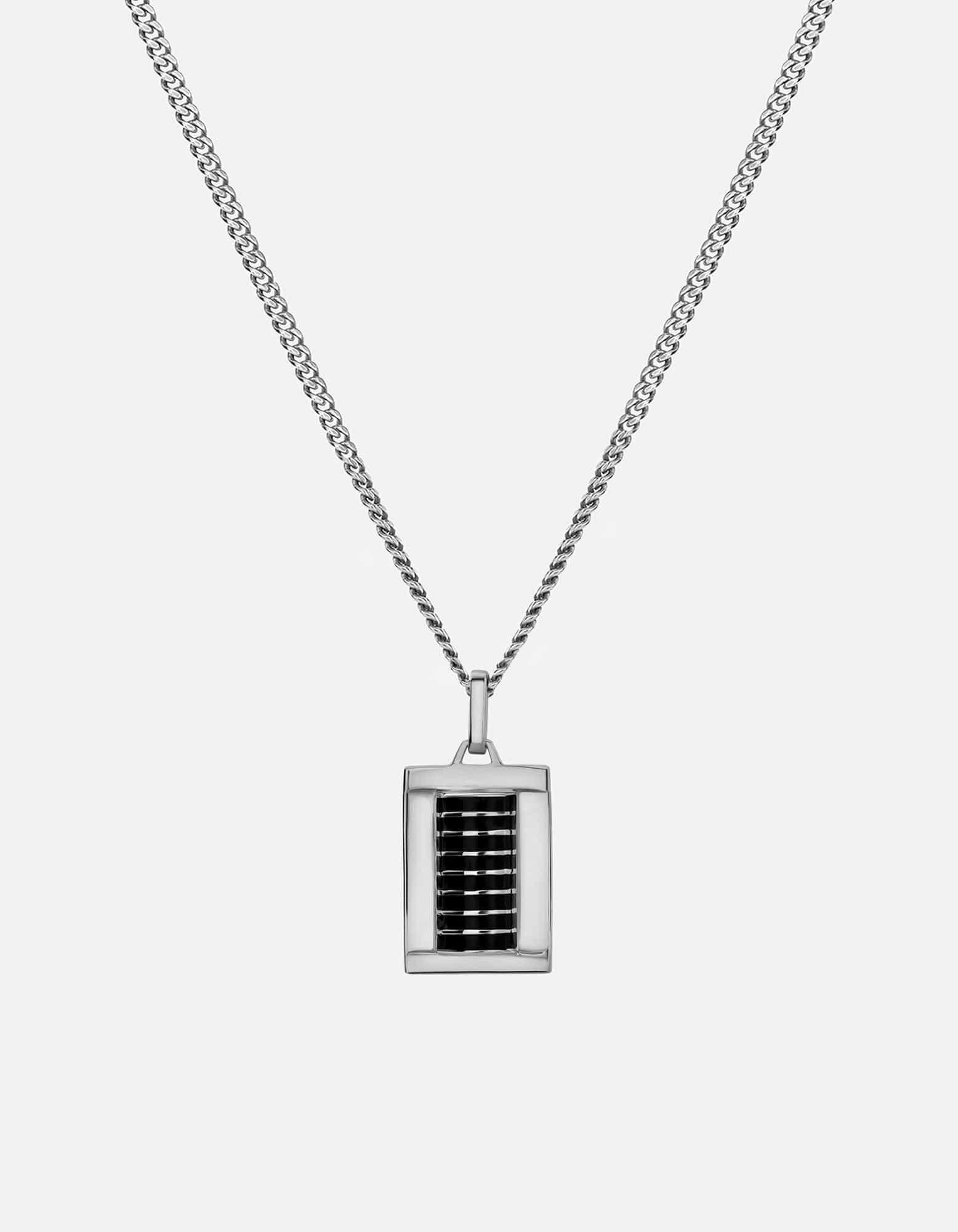 Enzo Necklace, Sterling Silver/Black loop
