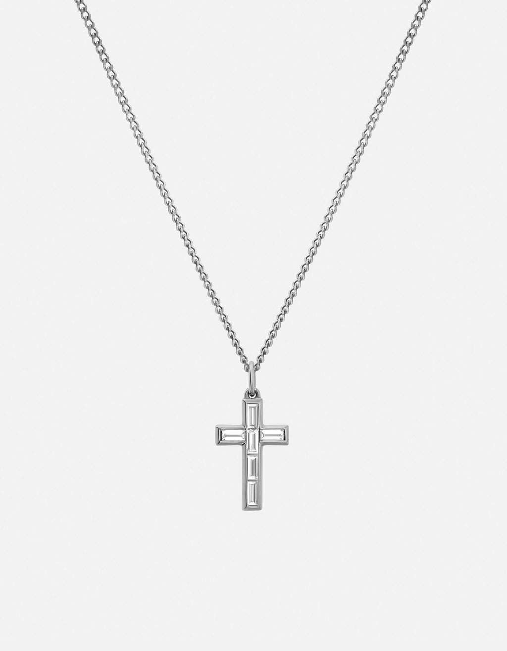 Cruxe Baguette Diamond Necklace, Sterling Silver