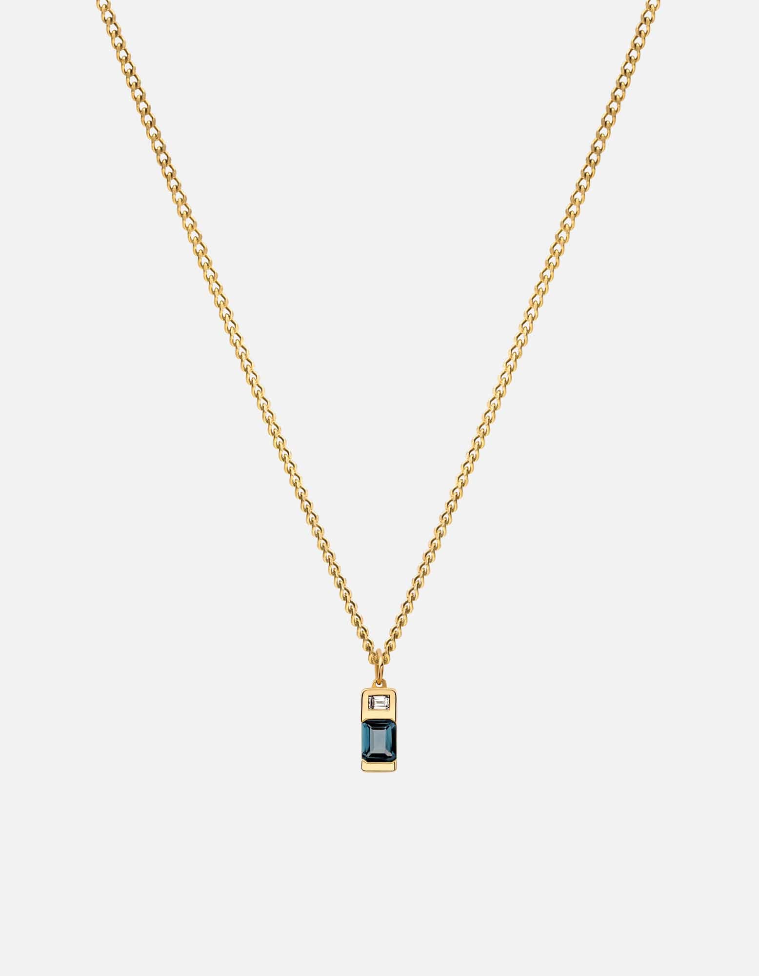 Everett London Blue Topaz Necklace, Gold Vermeil/Baguette Sapphire