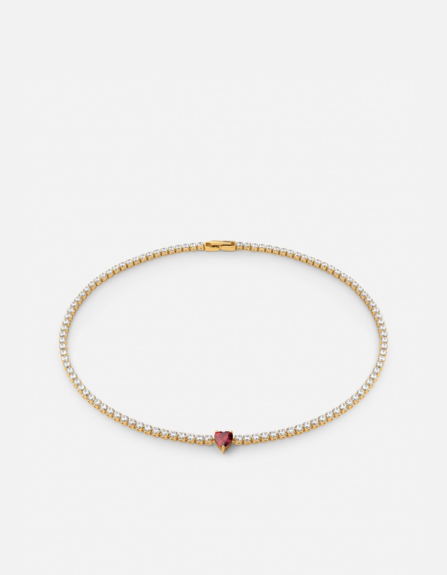 Philo Heart Tennis Choker, Gold Vermeil/Topaz & Garnet