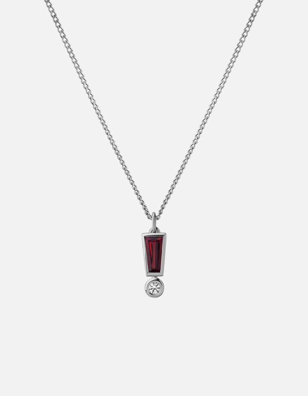 Exclamation Point Pendant Necklace, Sterling Silver w/Garnet & Topaz