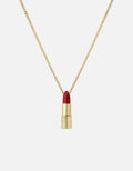 Lipstick Pendant Necklace, Gold Vermeil/Red