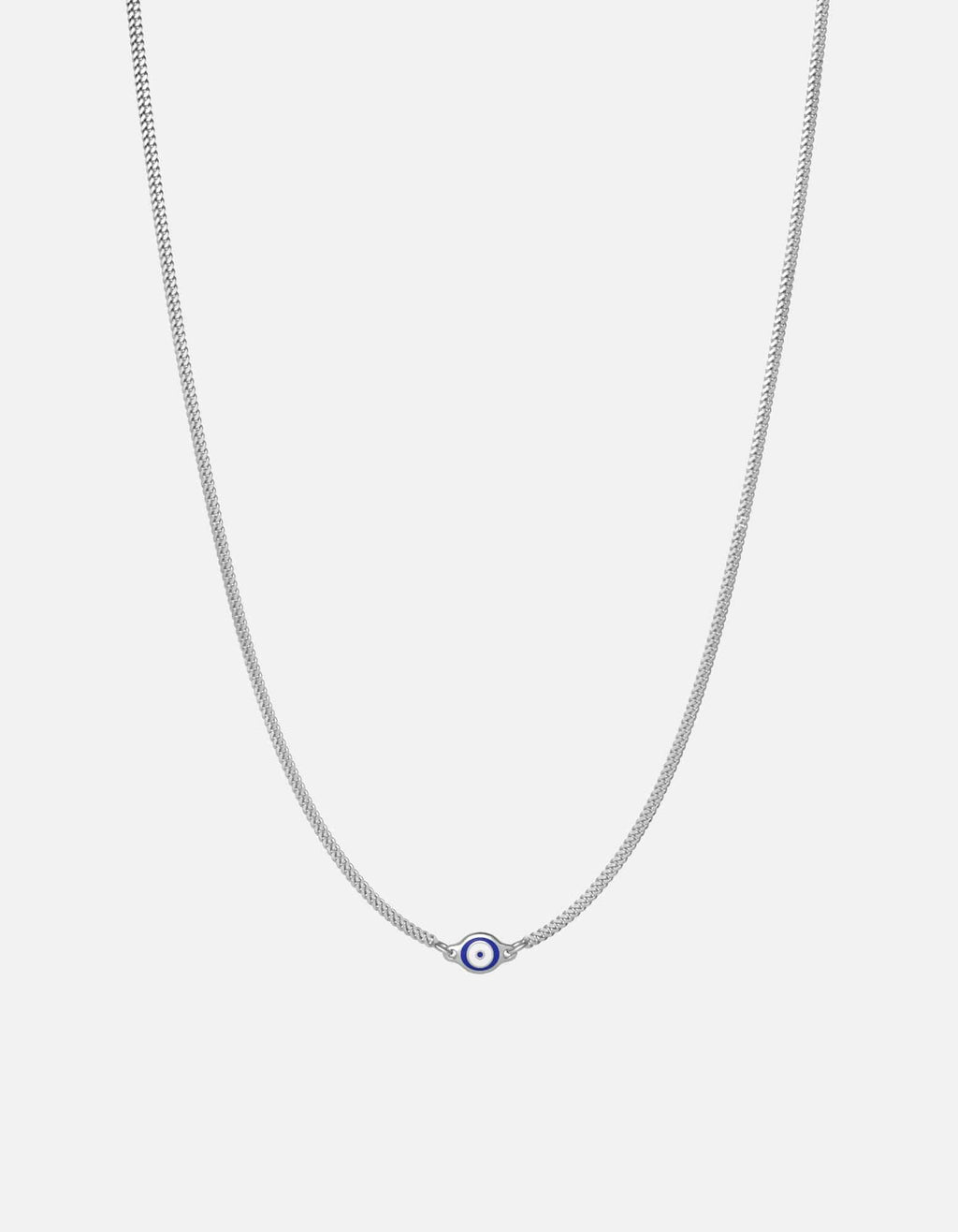 Single Blue Eye Necklace, Sterling Silver w/Enamel