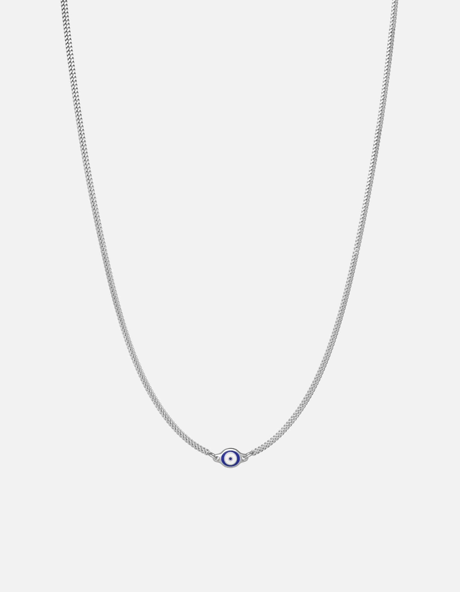 Single Blue Eye Necklace, Sterling Silver w/Enamel