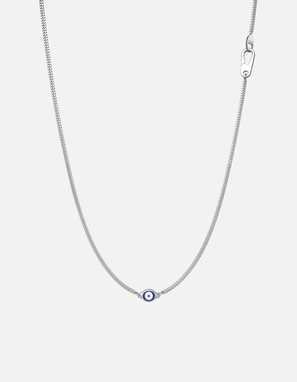 Single Blue Eye Necklace, Sterling Silver w/Enamel