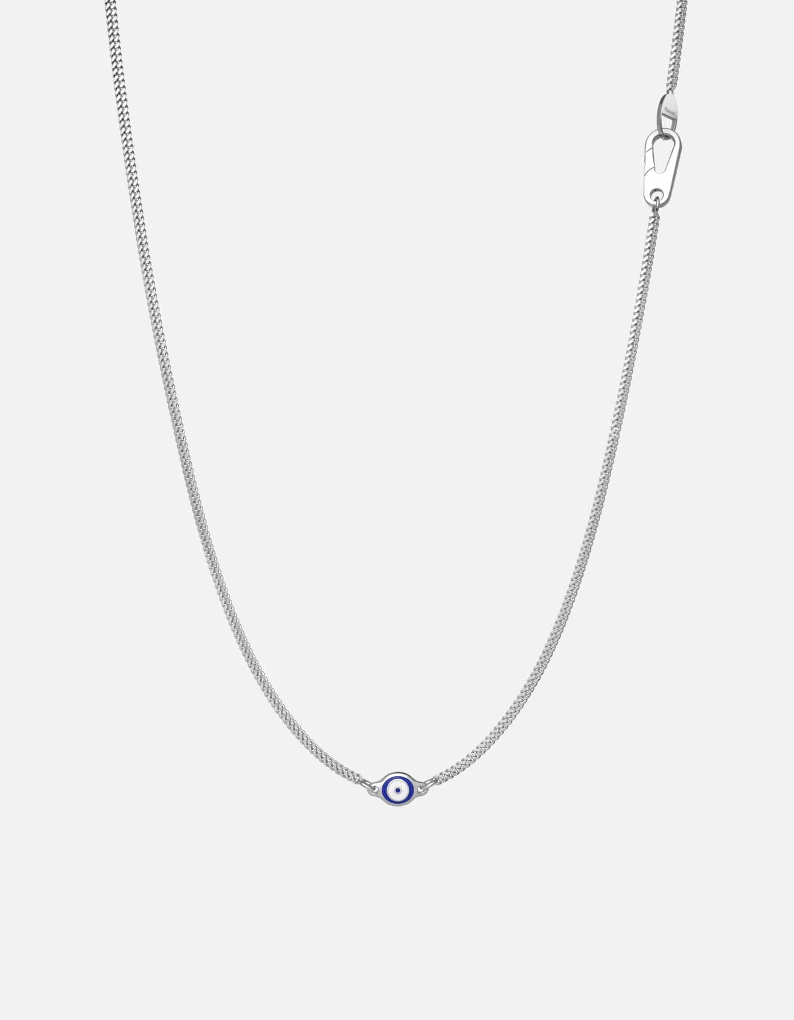 Single Blue Eye Necklace, Sterling Silver w/Enamel