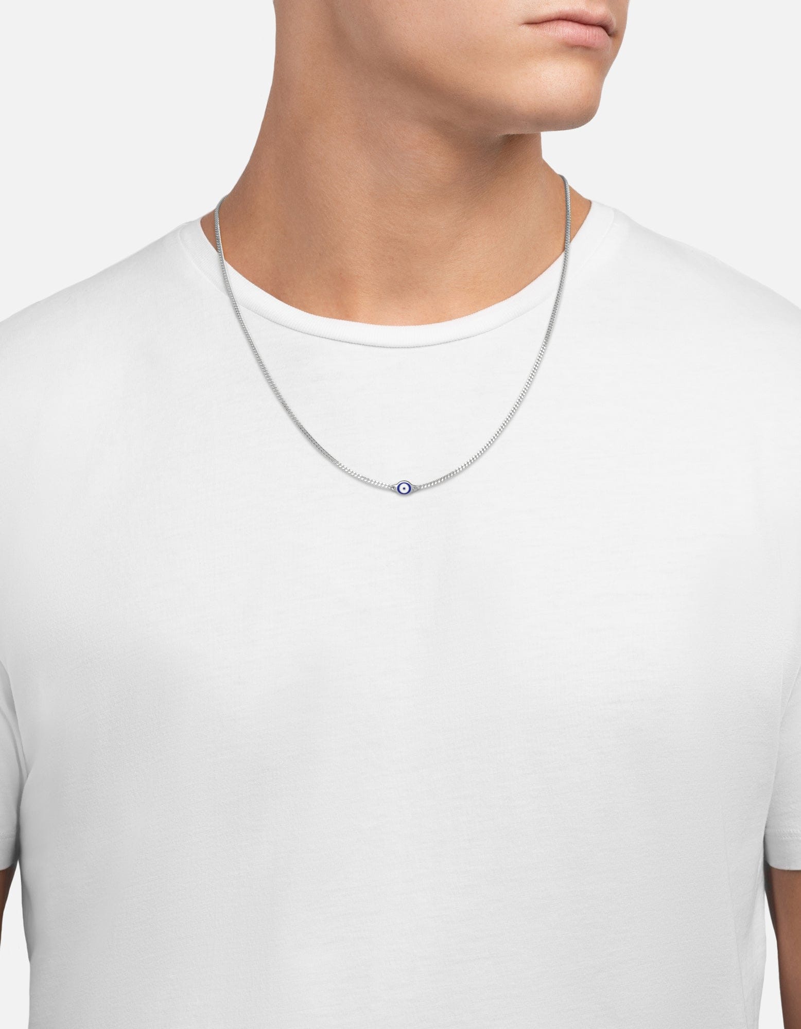 Single Blue Eye Necklace, Sterling Silver w/Enamel