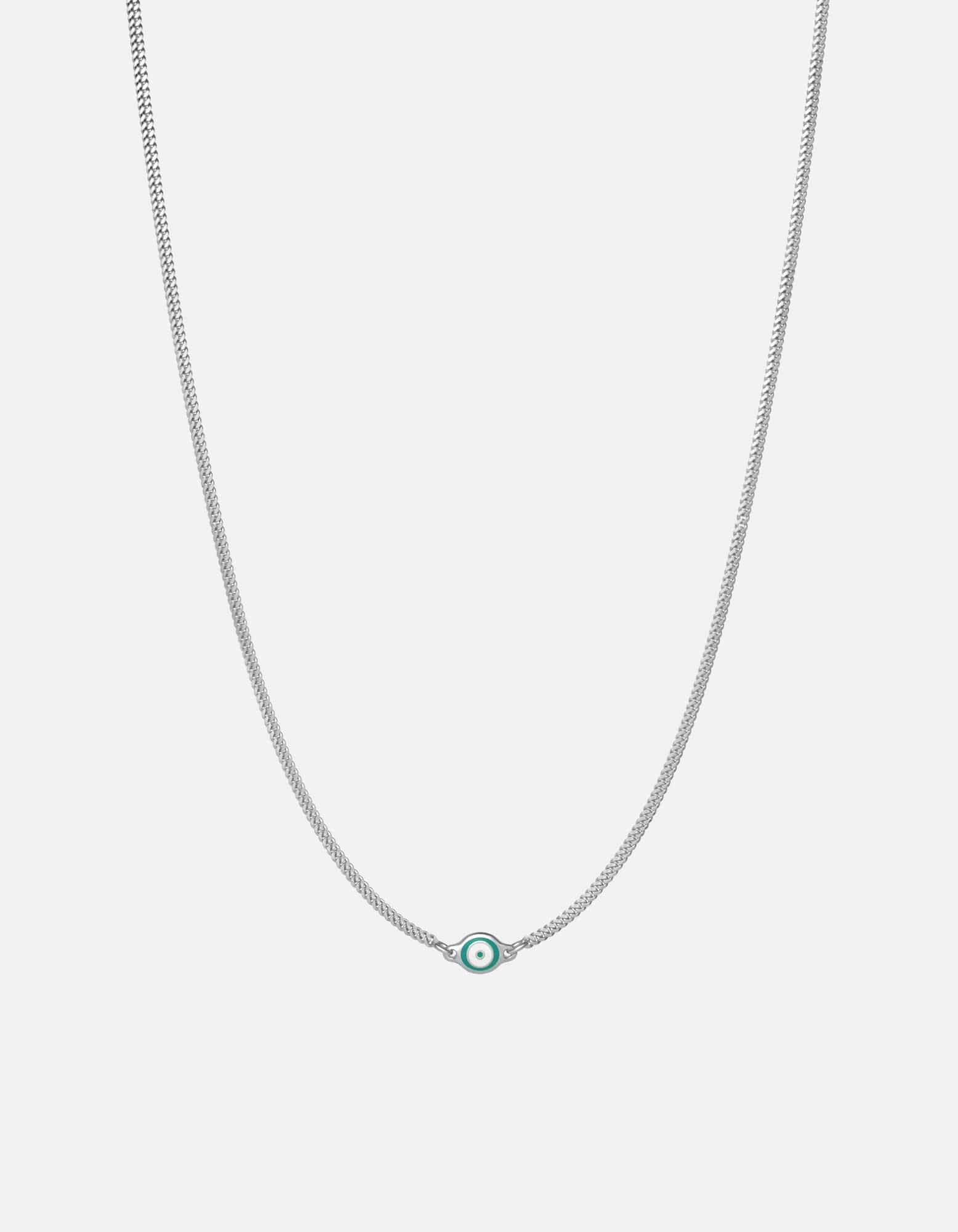 Single Green Eye Necklace, Sterling Silver w/Enamel