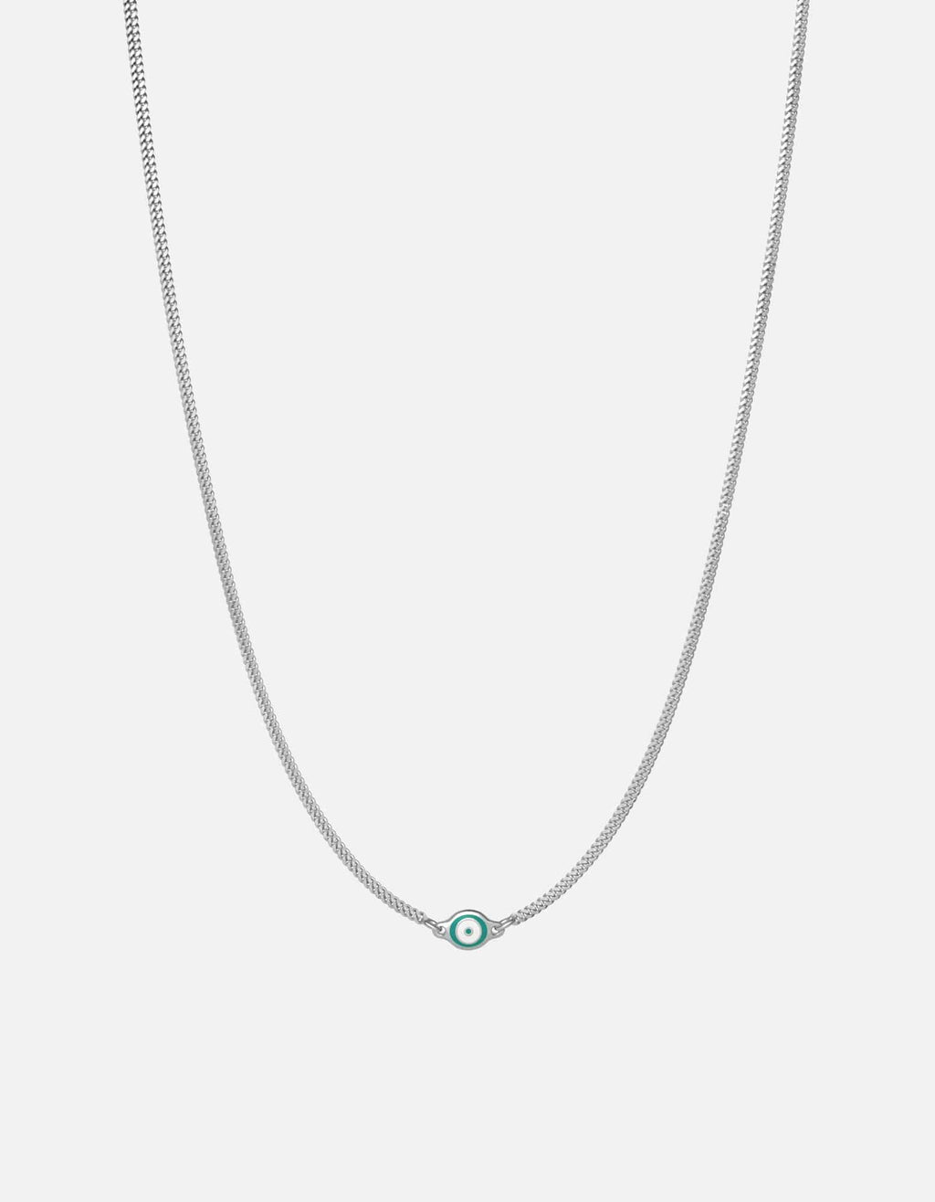 Single Green Eye Necklace, Sterling Silver w/Enamel