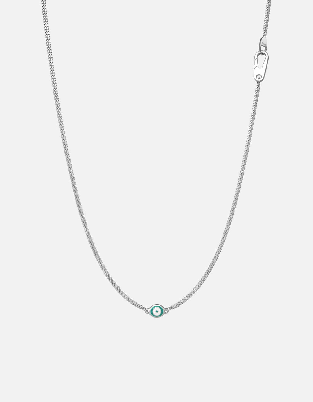 Single Green Eye Necklace, Sterling Silver w/Enamel