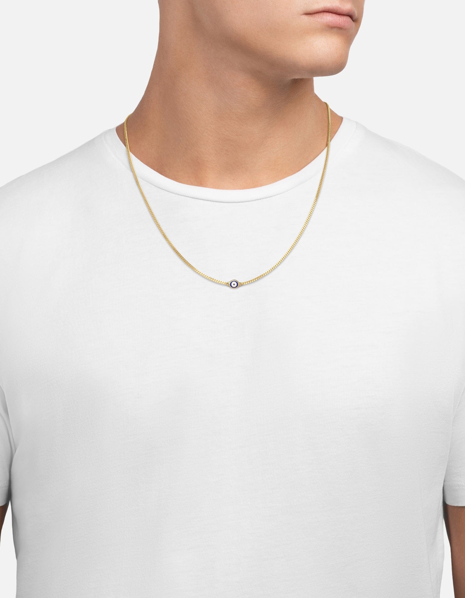 Single Blue Eye Necklace, Gold Vermeil w/Enamel