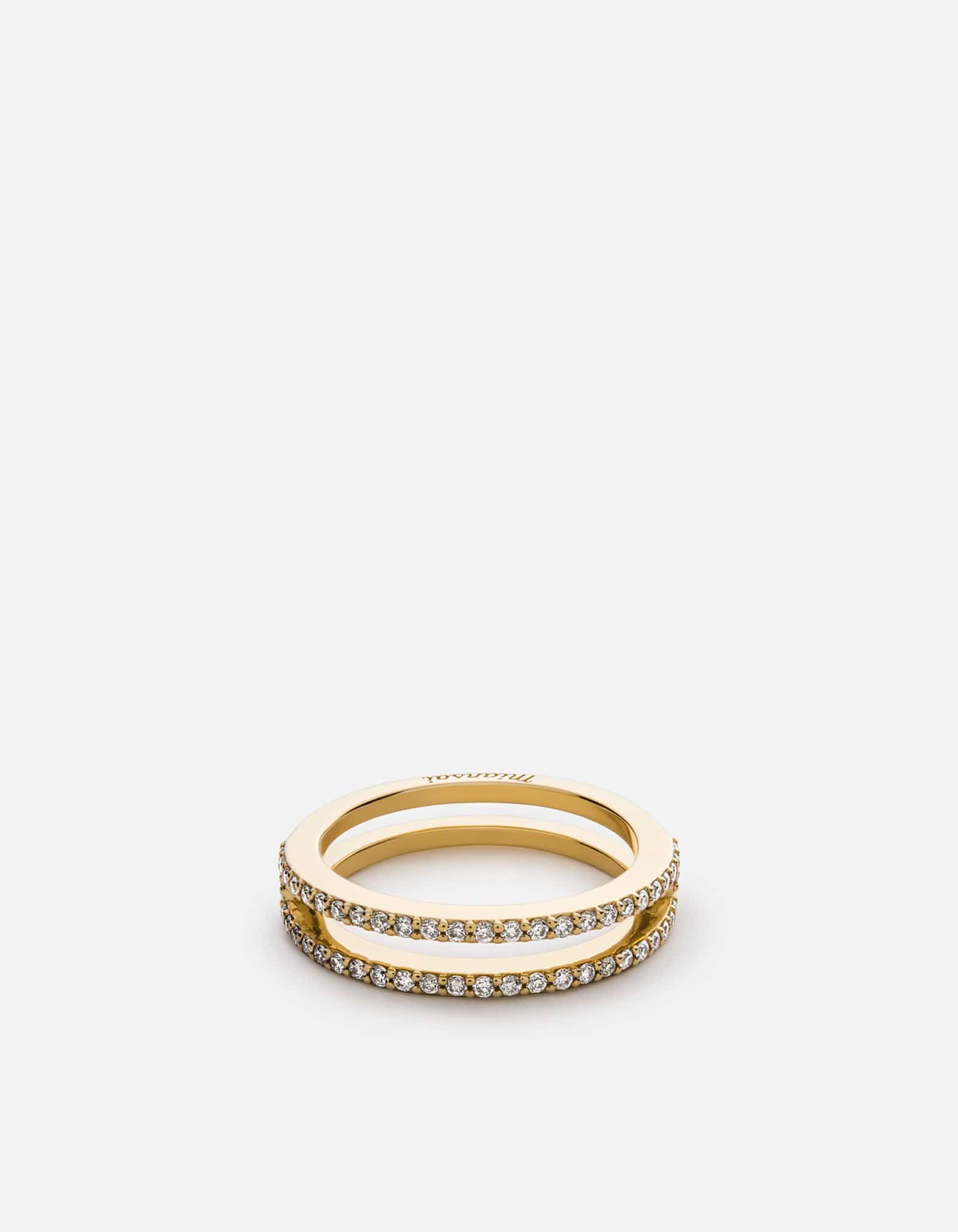 Split Layer Ring, 14k Gold Pavé