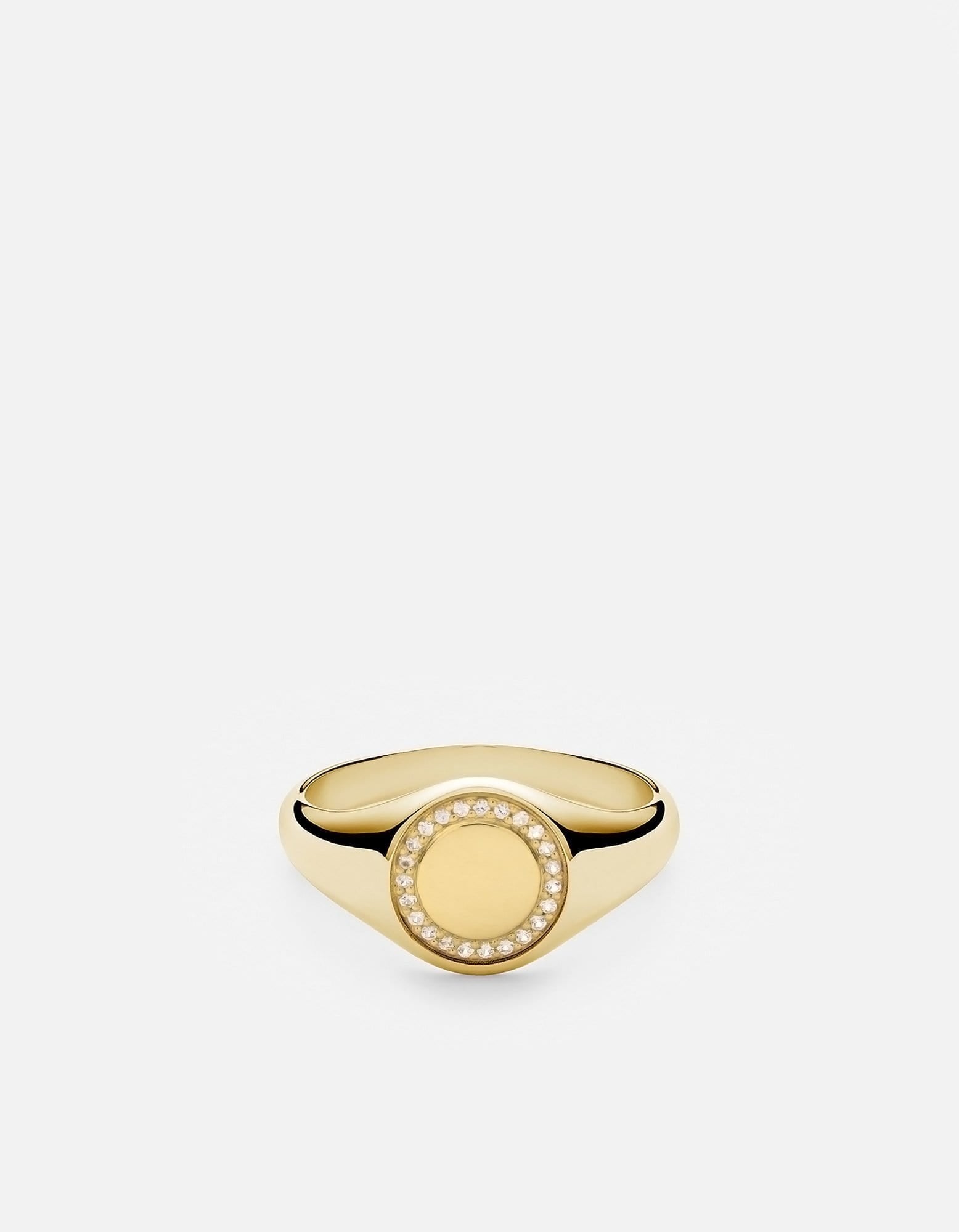 Halo Signet Ring, Gold Vermeil/Sapphire