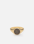 Horizon Signet Ring, 14k Matte Gold/Black Diamonds