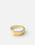 Geo Signet Diamond Ring, Gold Vermeil