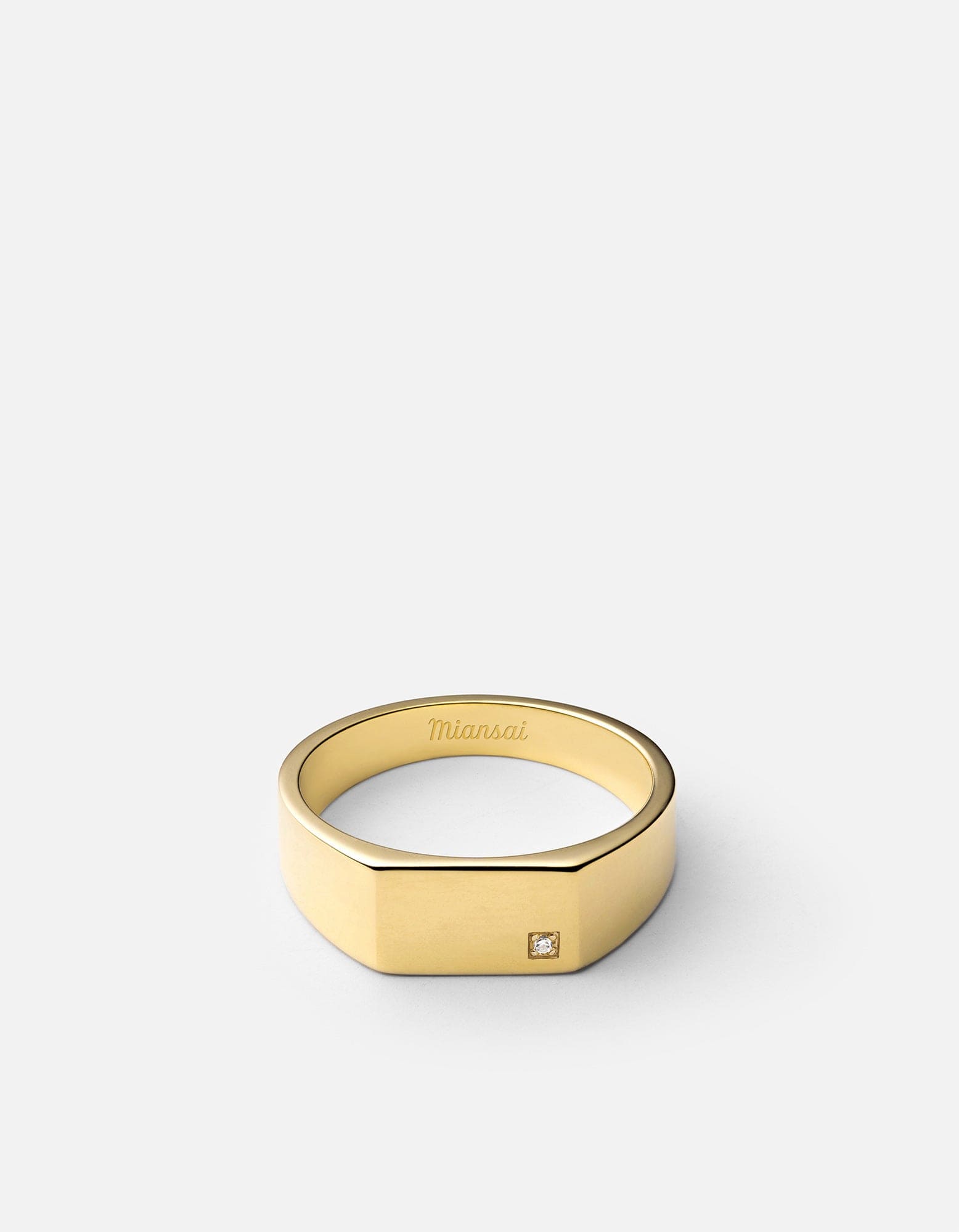 Geo Signet Diamond Ring, Gold Vermeil
