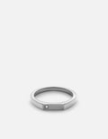 Thin Geo Diamond Ring, Sterling Silver