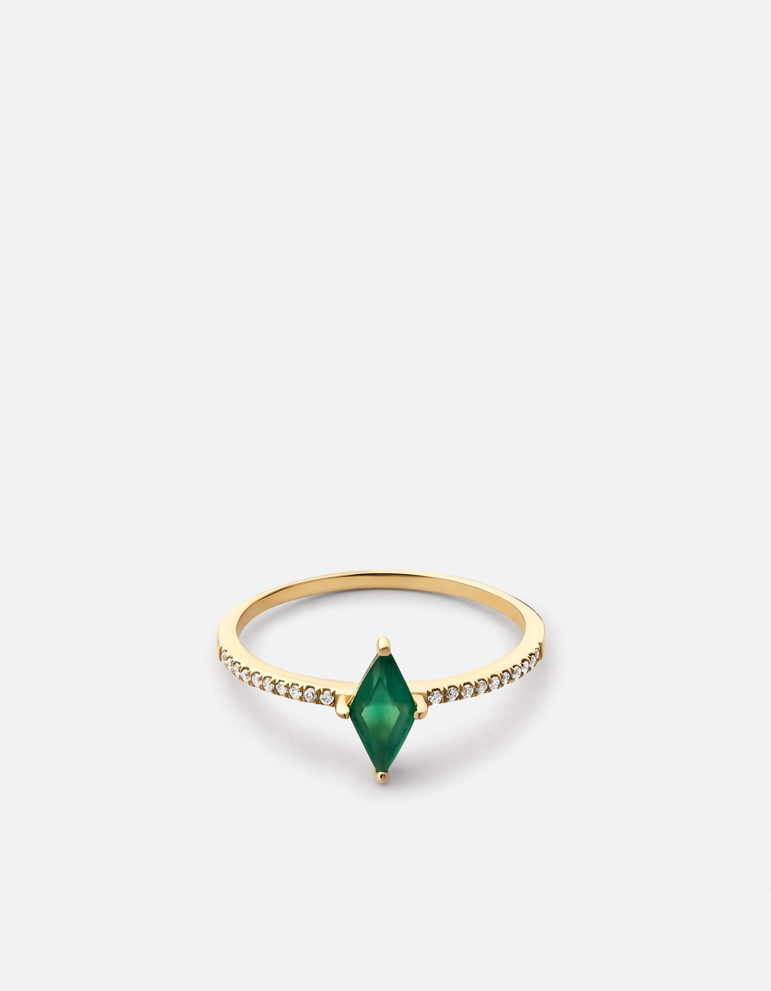 Mirai Chalcedony Ring, 14k Gold Pavé