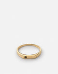 Thin Geo Black Diamond Ring, Gold Vermeil