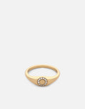 Thin Halo Signet Ring, Gold Vermeil/Sapphire