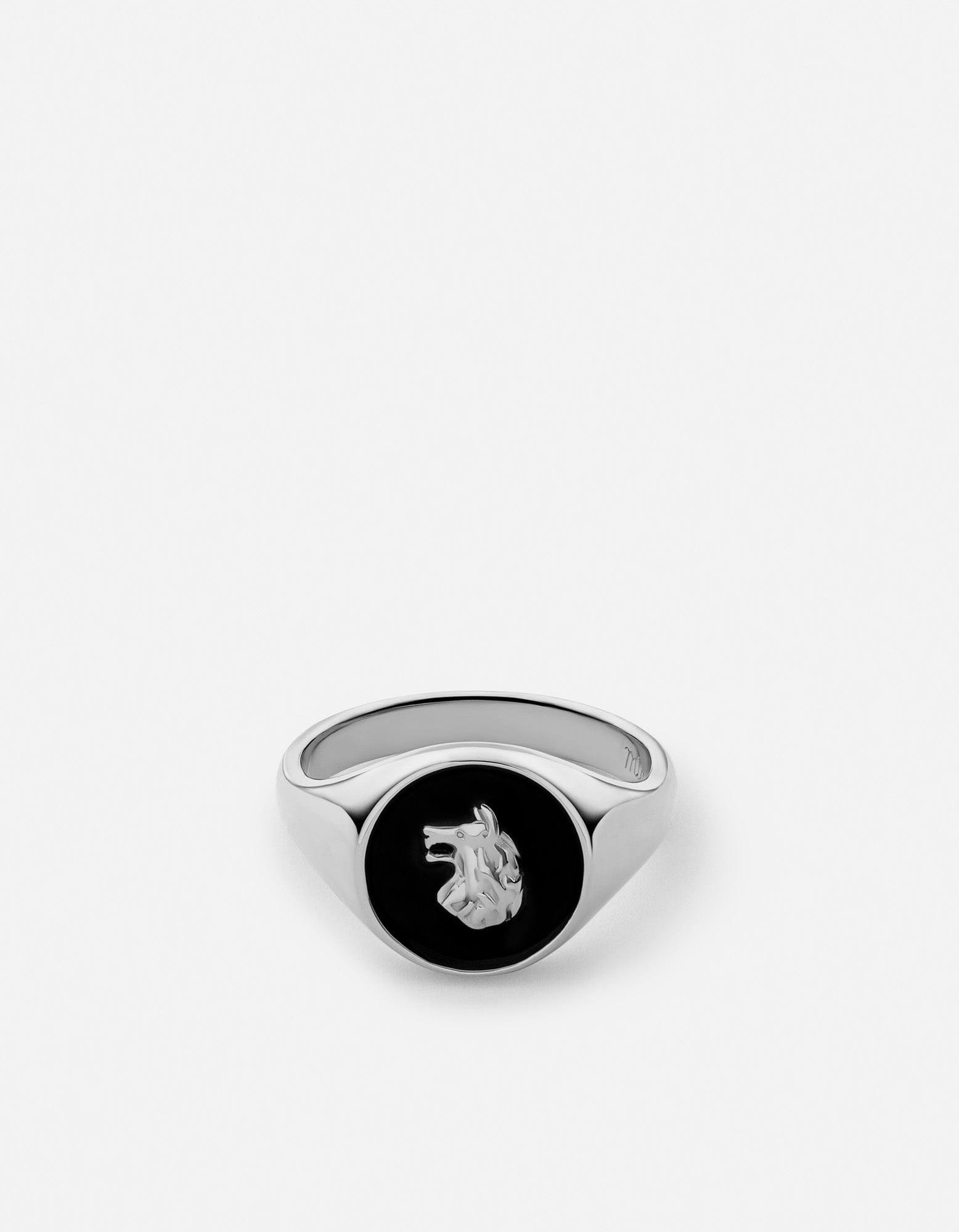 Wolf Ring, Sterling Silver/Black