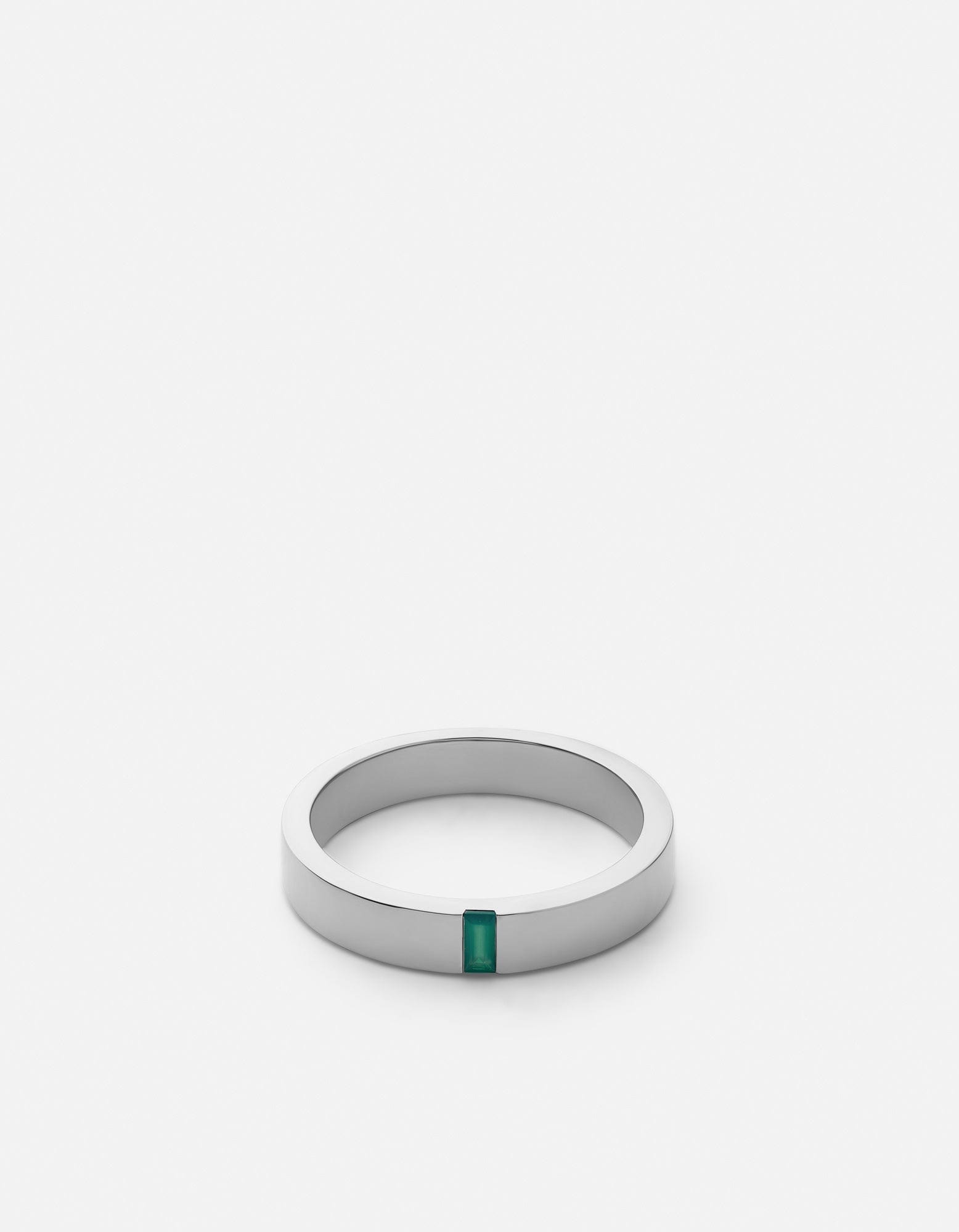 4mm Agate Band, Sterling Silver w/Baguette