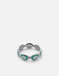 Green Eye Ring, Sterling Silver w/Enamel