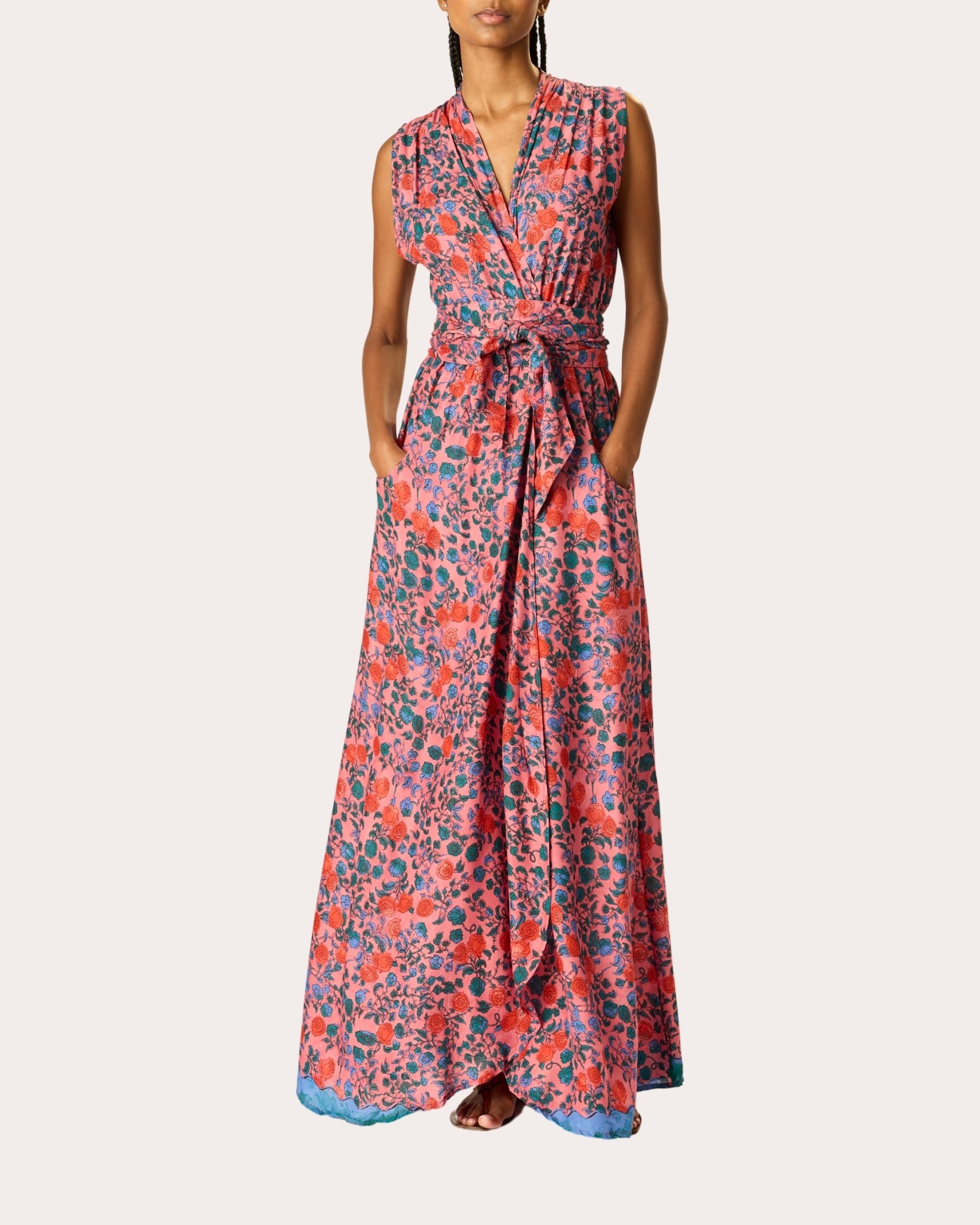 Nico Floral Belted Sleeveless Maxi Dress
