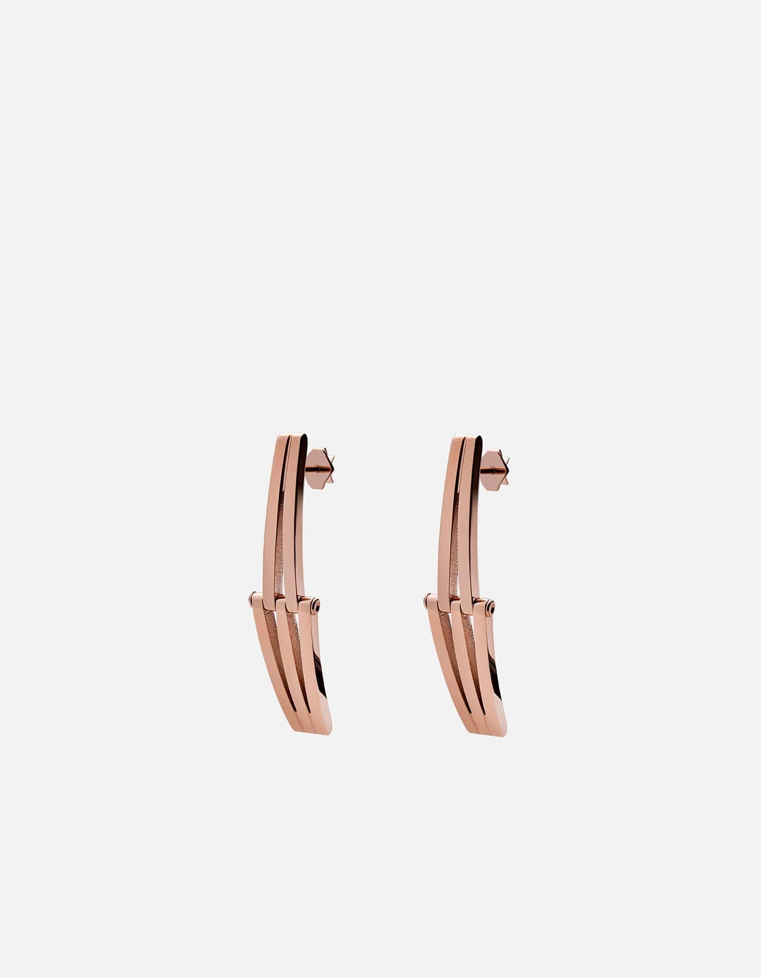 Offset Earrings, Rose Plated