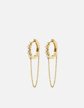 Calista Huggie Pearl Earrings, 14k Gold Pavé