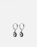 Ojos Huggie Earrings, Sterling Silver/Black