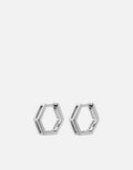 Hexa Huggie Earrings, Sterling Silver