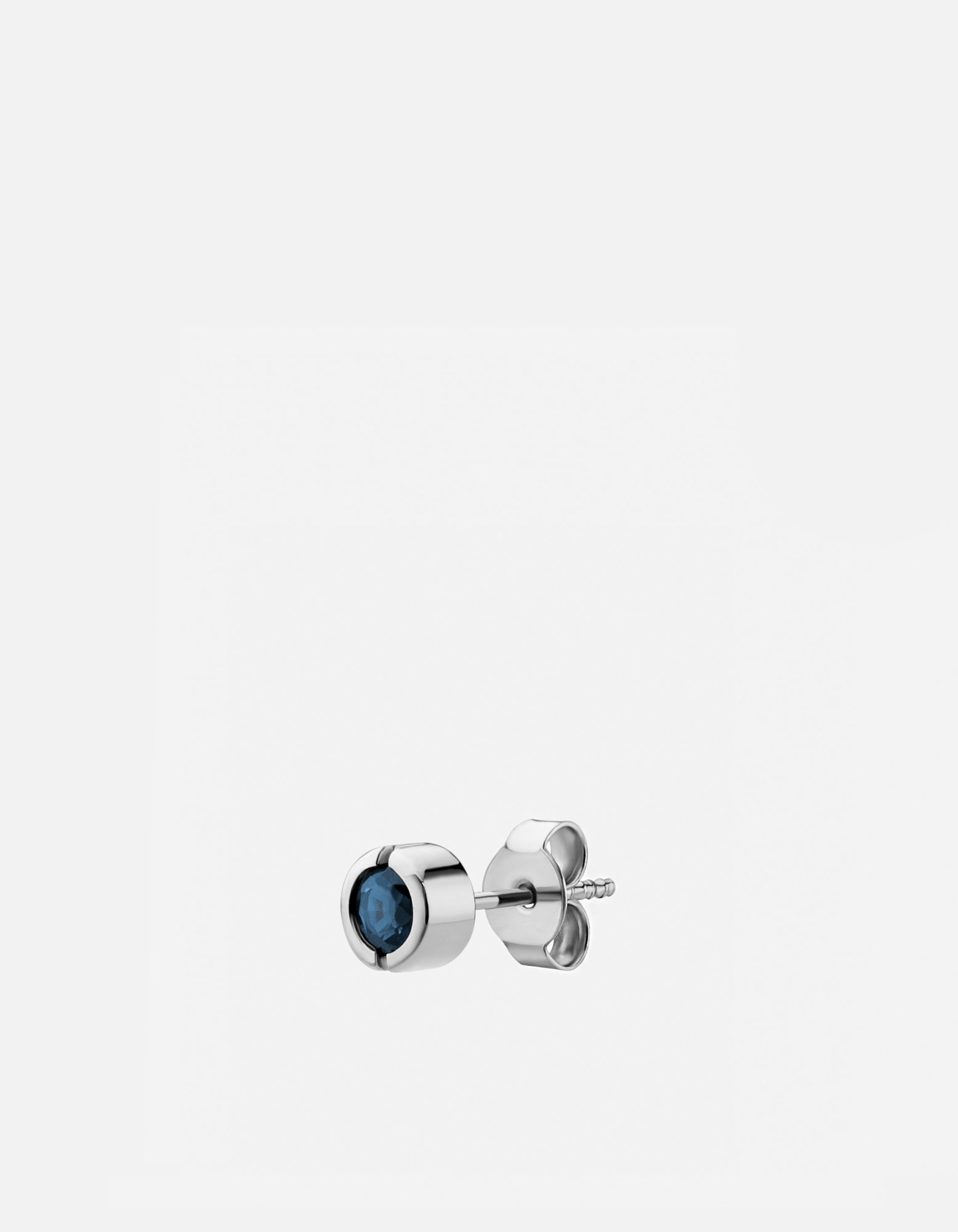 Kali Stud Earring, 14k White Gold/Blue Sapphire