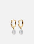 Suri Huggie Earrings, Gold Vermeil/Topaz & Pearls