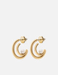 Nia Pearl Hoops, Gold Vermeil