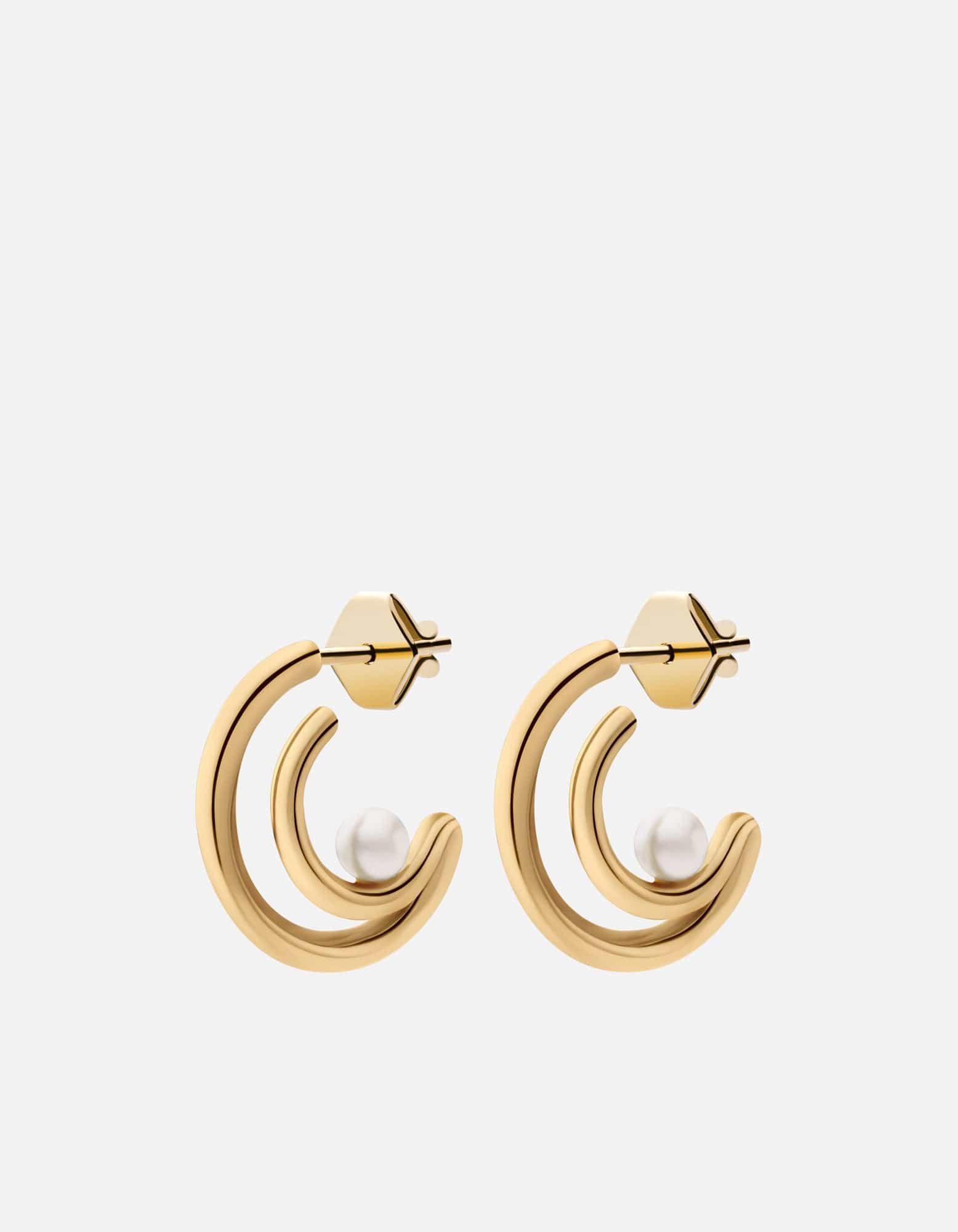 Nia Pearl Hoops, Gold Vermeil
