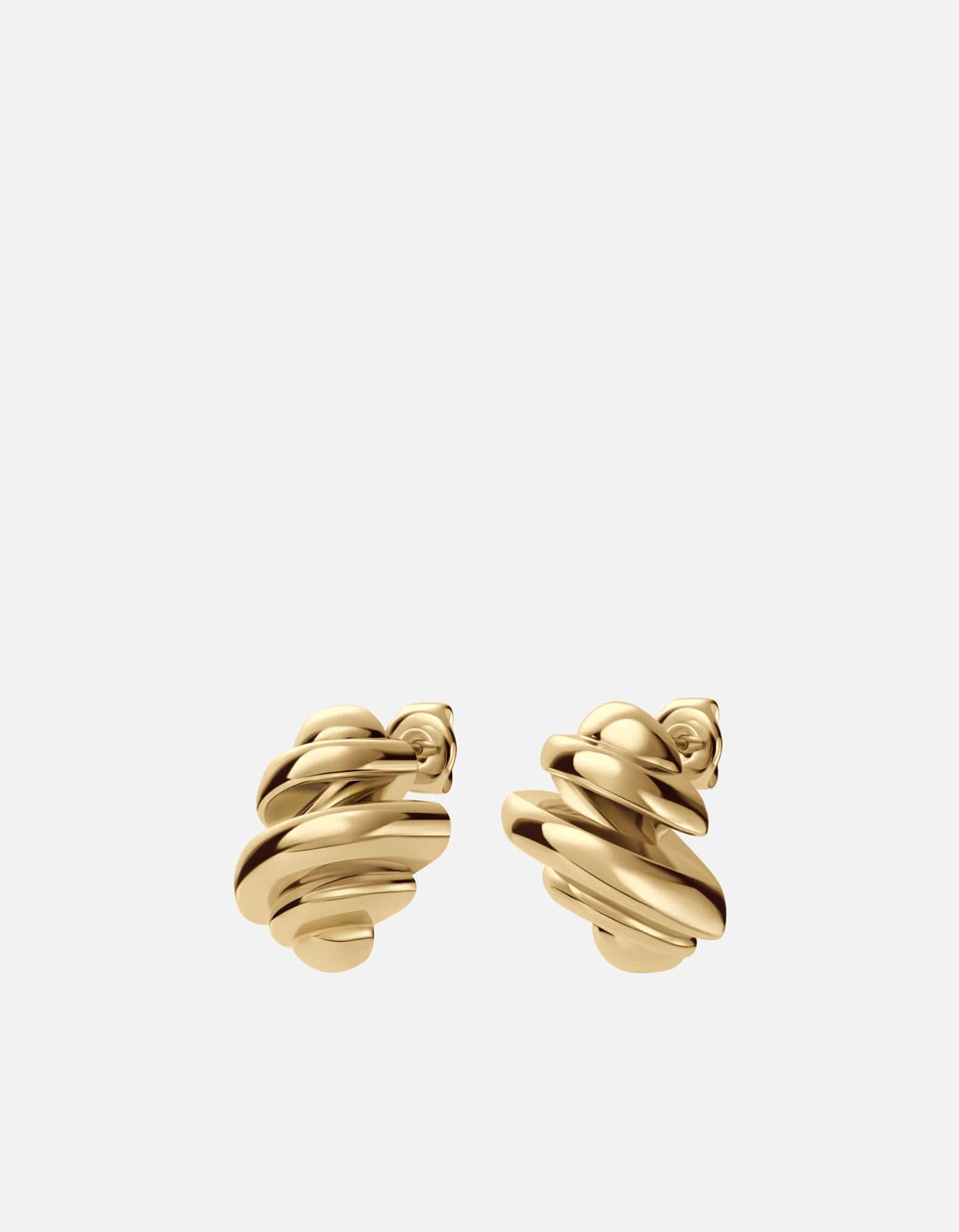 Croissant Earrings, Gold Plated