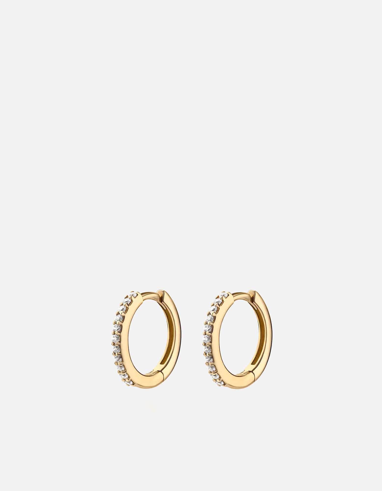 Aeri Huggie Diamond Earrings, 14k Gold