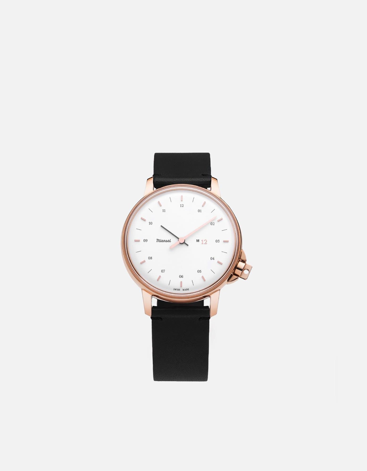 M12 Swiss Rose|White Black Leather
