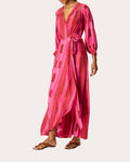 Kate Silk Asymmetric Wrap Maxi Dress