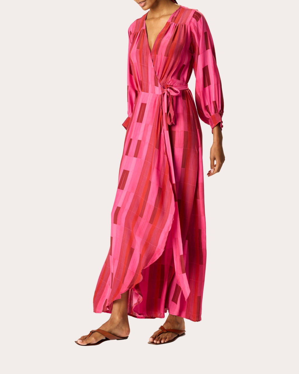 Kate Silk Asymmetric Wrap Maxi Dress